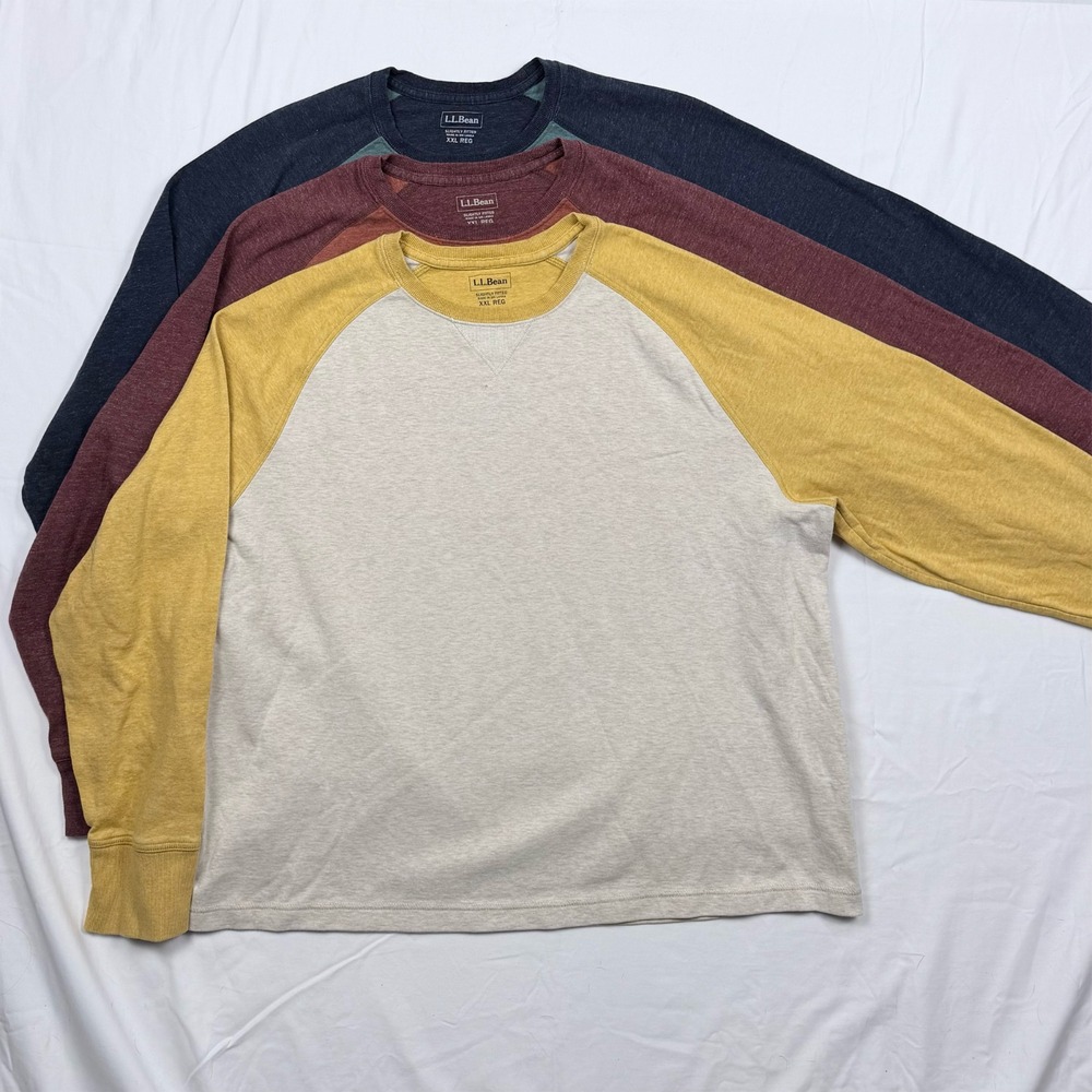 LL Bean Lot of 3 Mens Doubleknit Crewneck Slightly Fitted Shirts XXL Outdoors